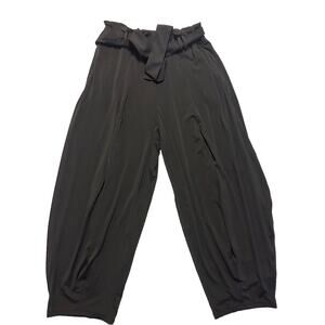 By Anthropologie Paper Bag Cropped Wide Bubble Pants Tapered Hem Black Sz Small